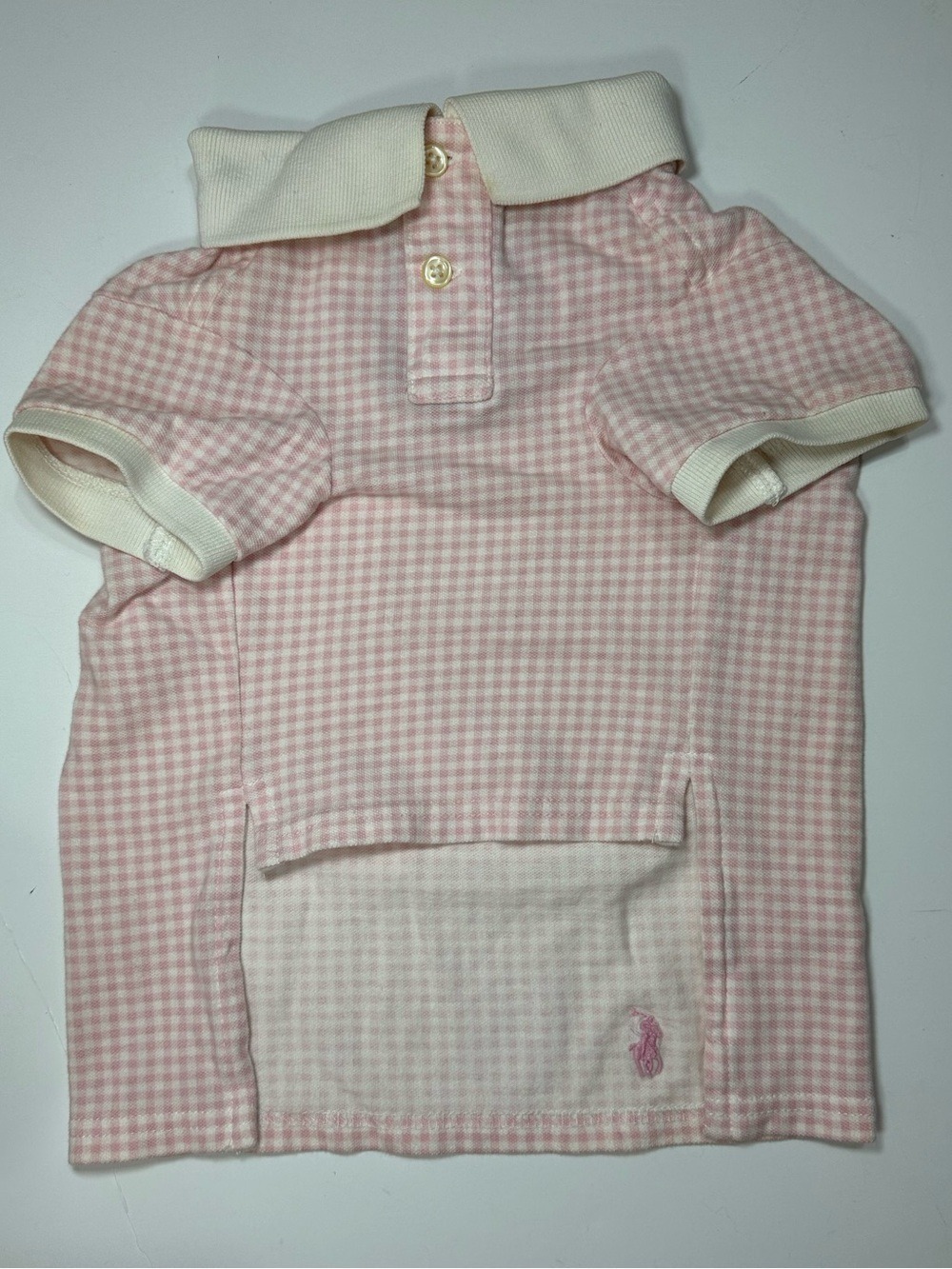 POLO RALPH LAUREN PINK GINGHAM DOG SHIRT LARGE PET POLO PREPPY COTTON PINK PONY - Picture 4 of 11